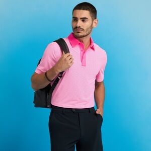 G/Fore Feeder Stripe Fine Tech Jersey Polo Pink Size M